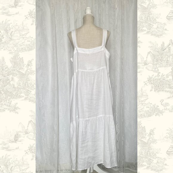 Eileen Fisher Womens Linen Dress XL White Tiered Organic Maxi Summer Breathable - Picture 5 of 8